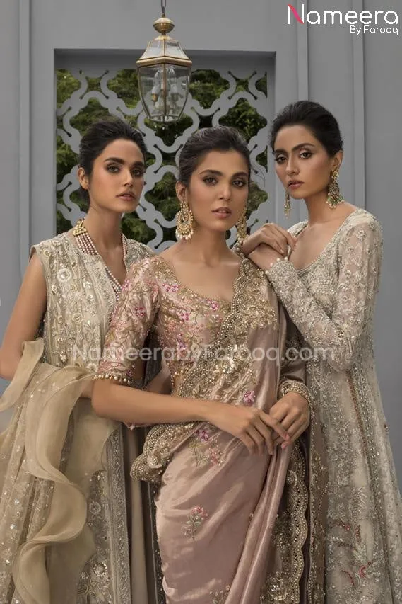 Silver Bridal Dress Pakistani in Pishwas Style #BS578