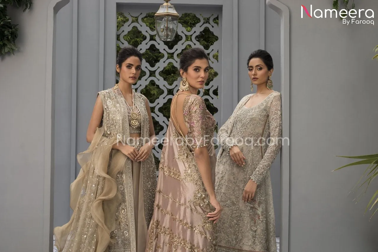 Silver Bridal Dress Pakistani in Pishwas Style #BS578