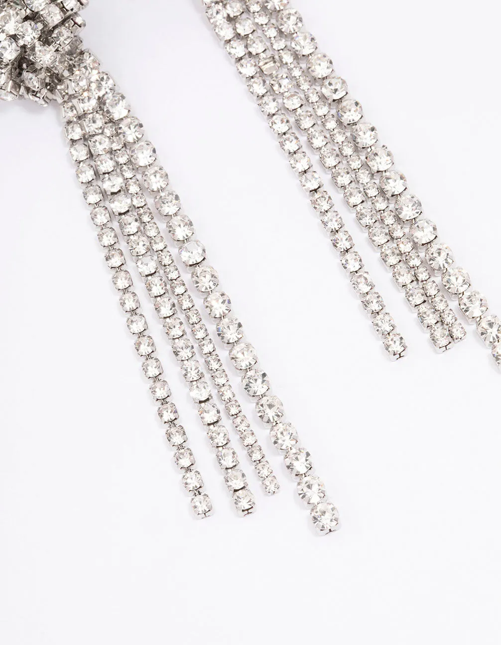 Silver Diamante Knotted Cup Chain Drop Earrings