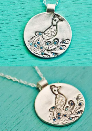 Silver Peacock Necklace
