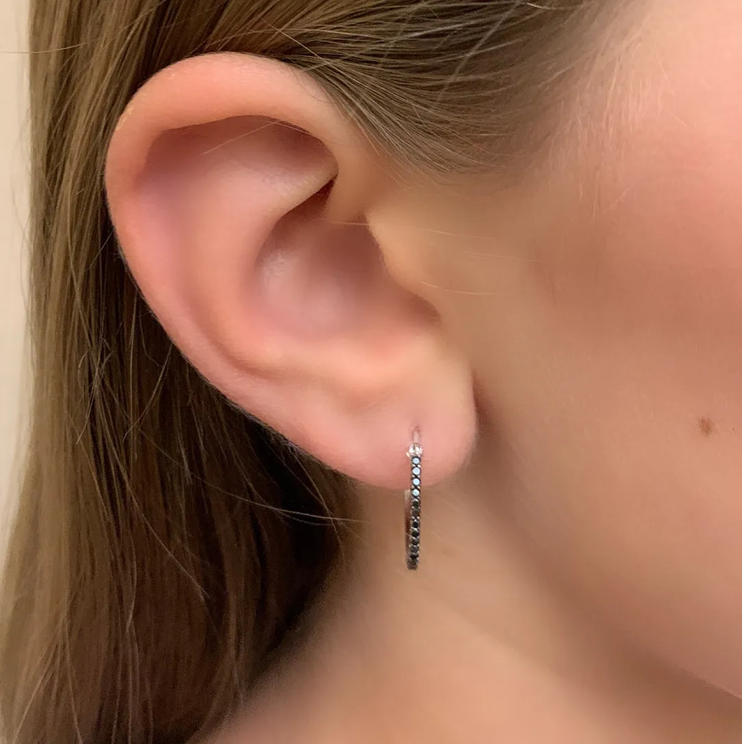 Simple Elegance Black Diamond Small Hoops