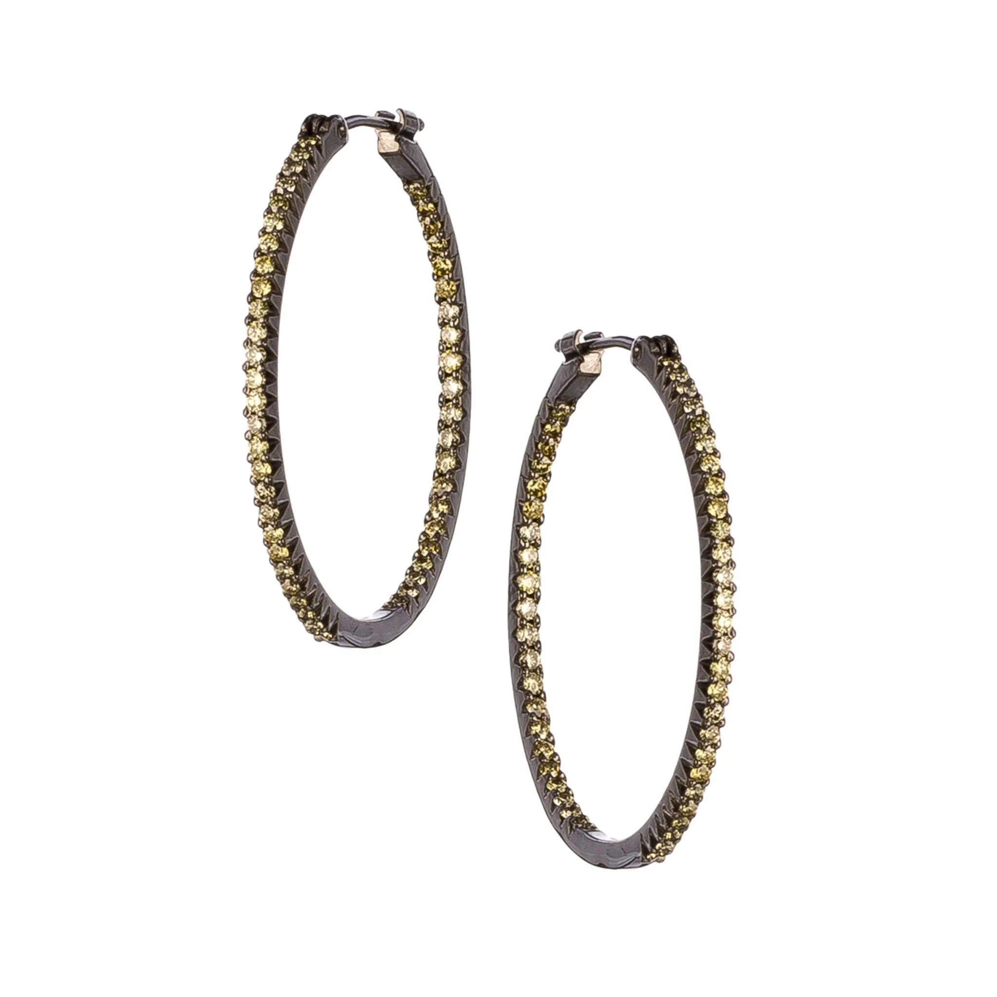 Simple Elegance Green Diamond Medium Hoops