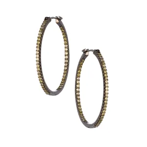 Simple Elegance Green Diamond Medium Hoops