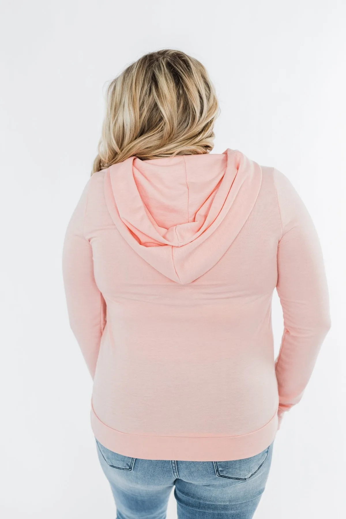 Simple Pleasures Floral & Stripes Hoodie- Light Peach