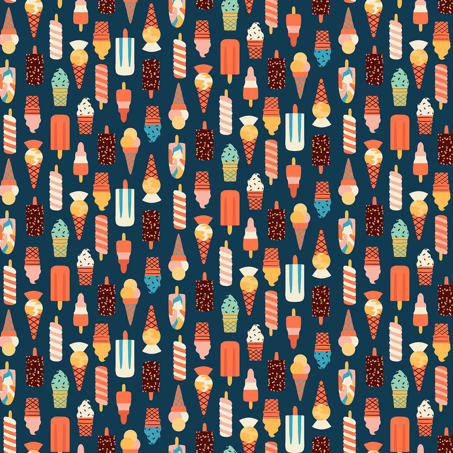 Simple Pleasures Ice Creams in Navy by Naomi Wilkinson