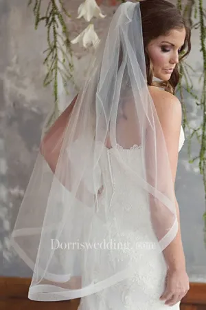 Simple Style Single Layer Soft Yarn Bride Wedding Veil With Hair Comb