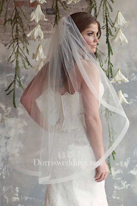 Simple Style Single Layer Soft Yarn Bride Wedding Veil With Hair Comb