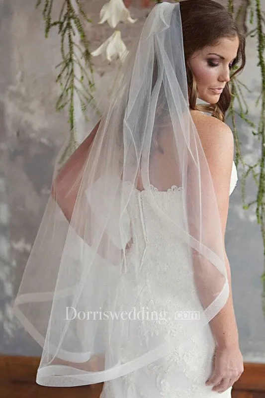 Simple Style Single Layer Soft Yarn Bride Wedding Veil With Hair Comb