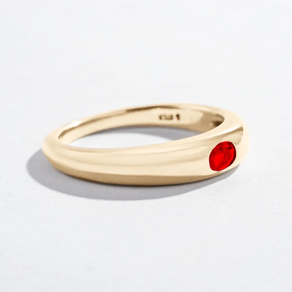 SINGLE GEM DOME RING | 14K GOLD | RUBY
