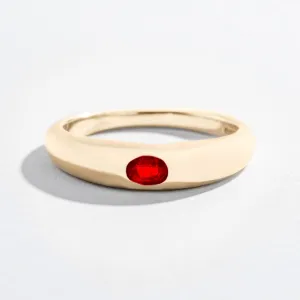 SINGLE GEM DOME RING | 14K GOLD | RUBY