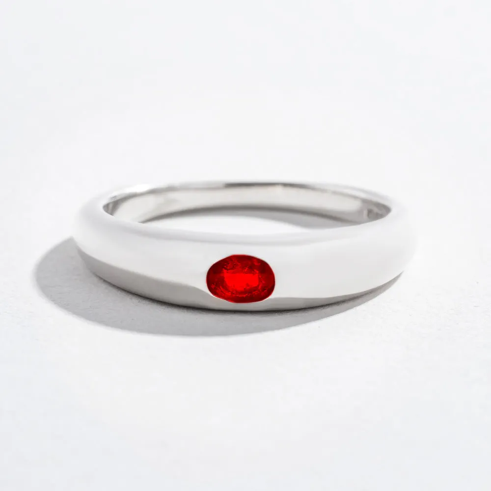 SINGLE GEM DOME RING | 14K GOLD | RUBY