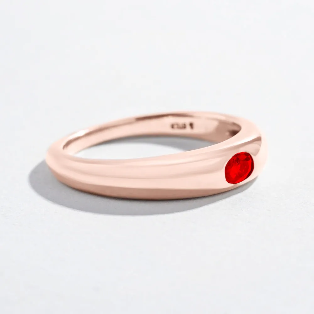 SINGLE GEM DOME RING | 14K GOLD | RUBY