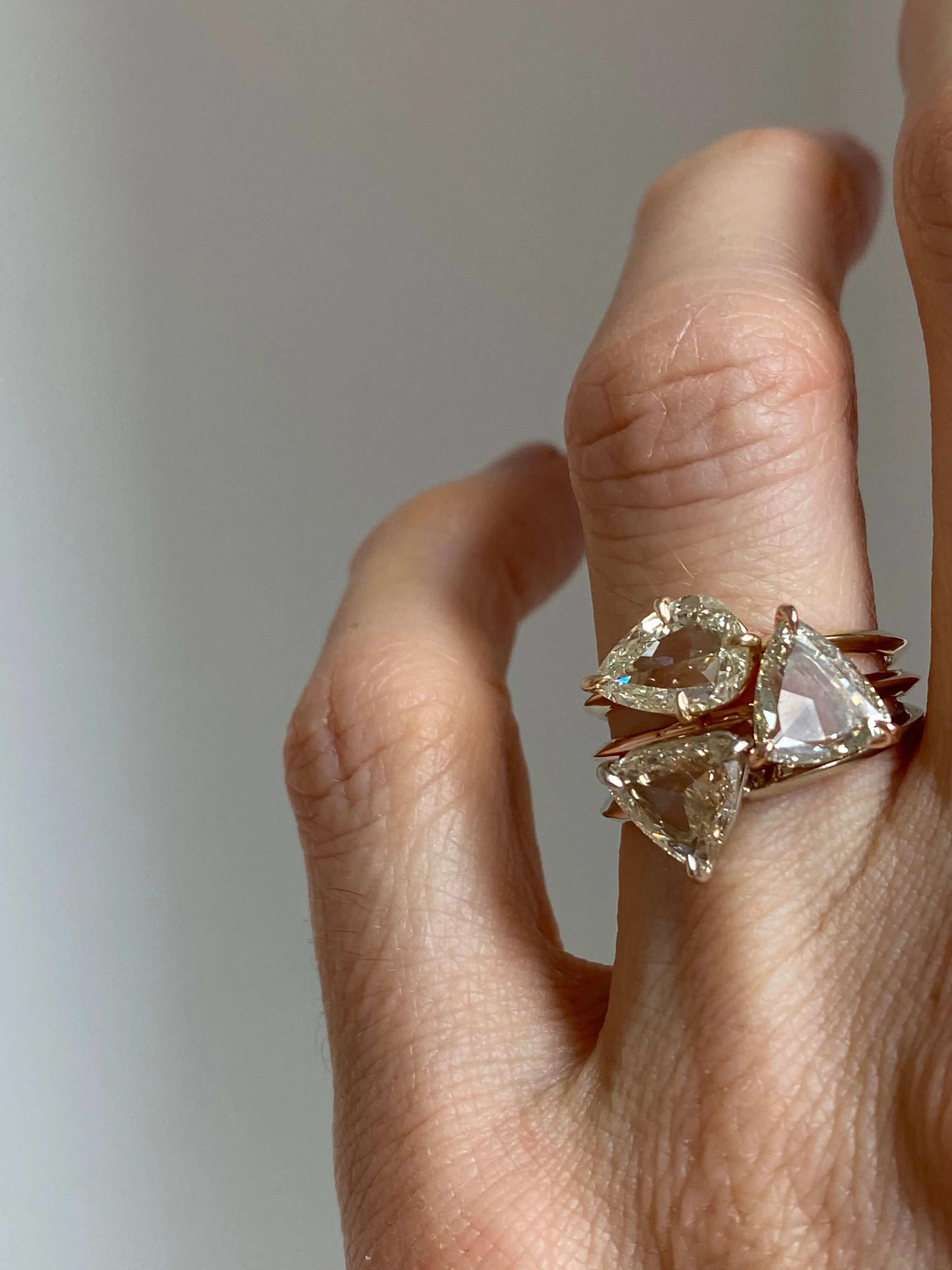 Small Pyramid Diamond Engagement Ring
