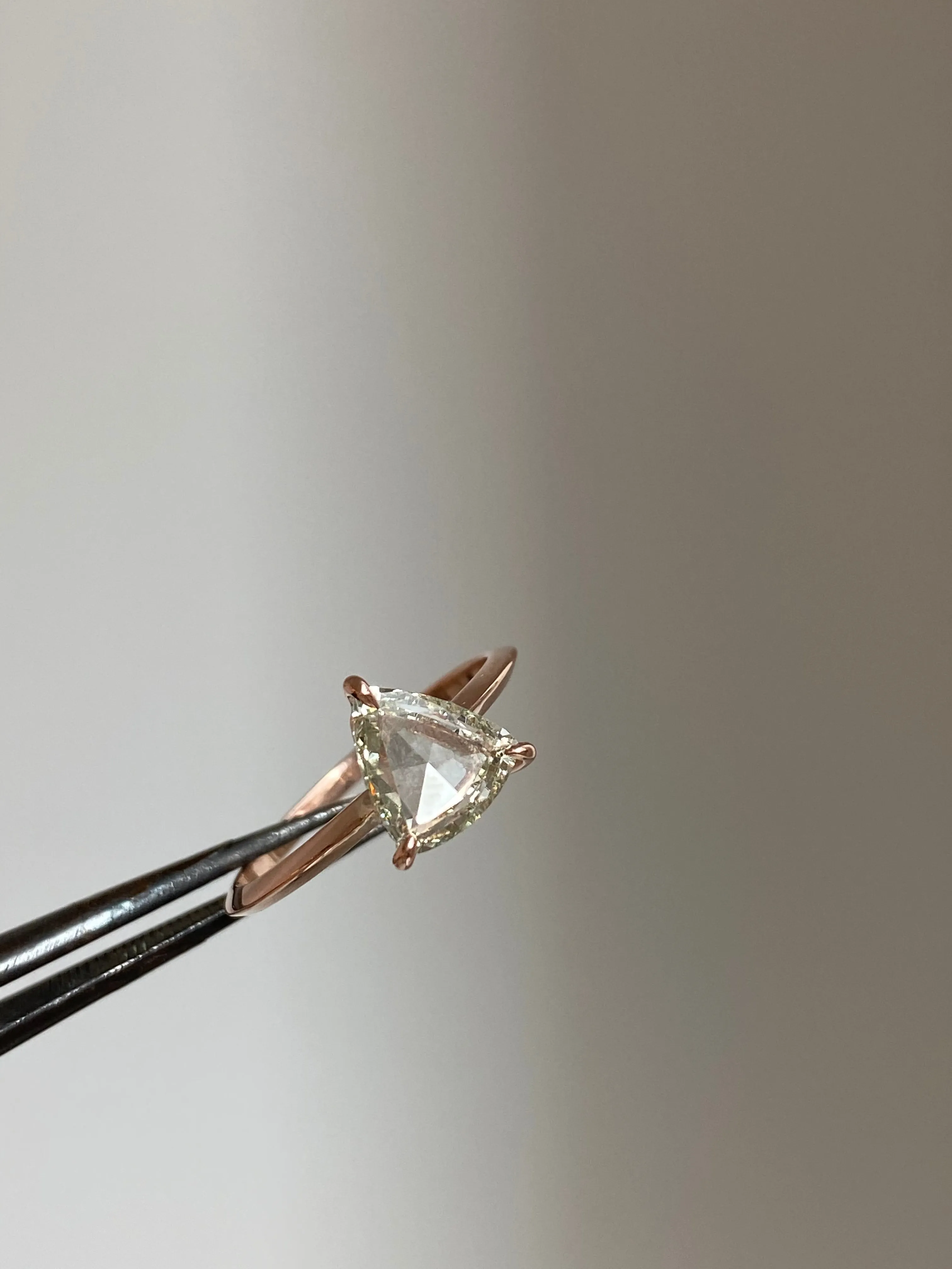Small Pyramid Diamond Engagement Ring