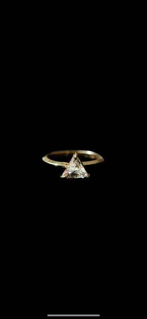 Small Pyramid Diamond Engagement Ring