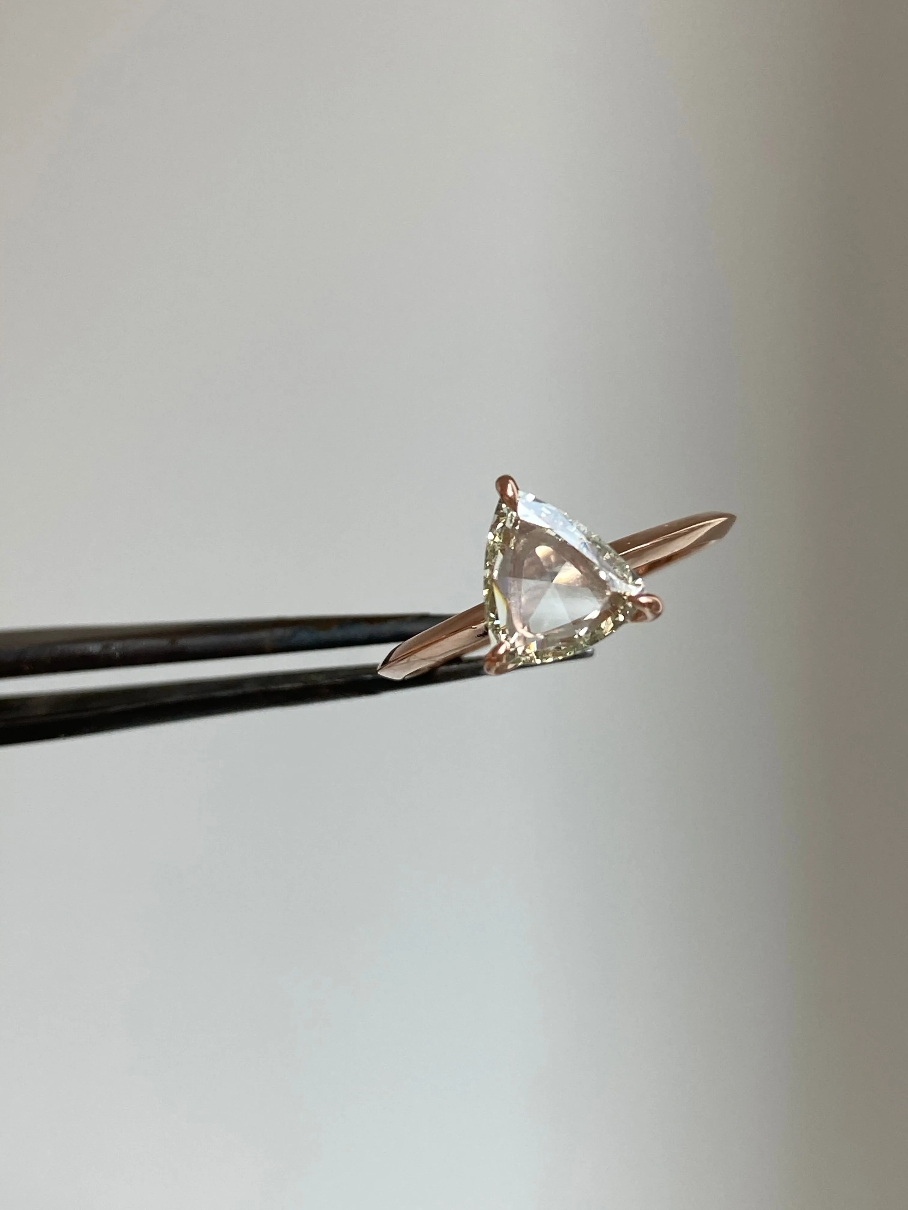 Small Pyramid Diamond Engagement Ring