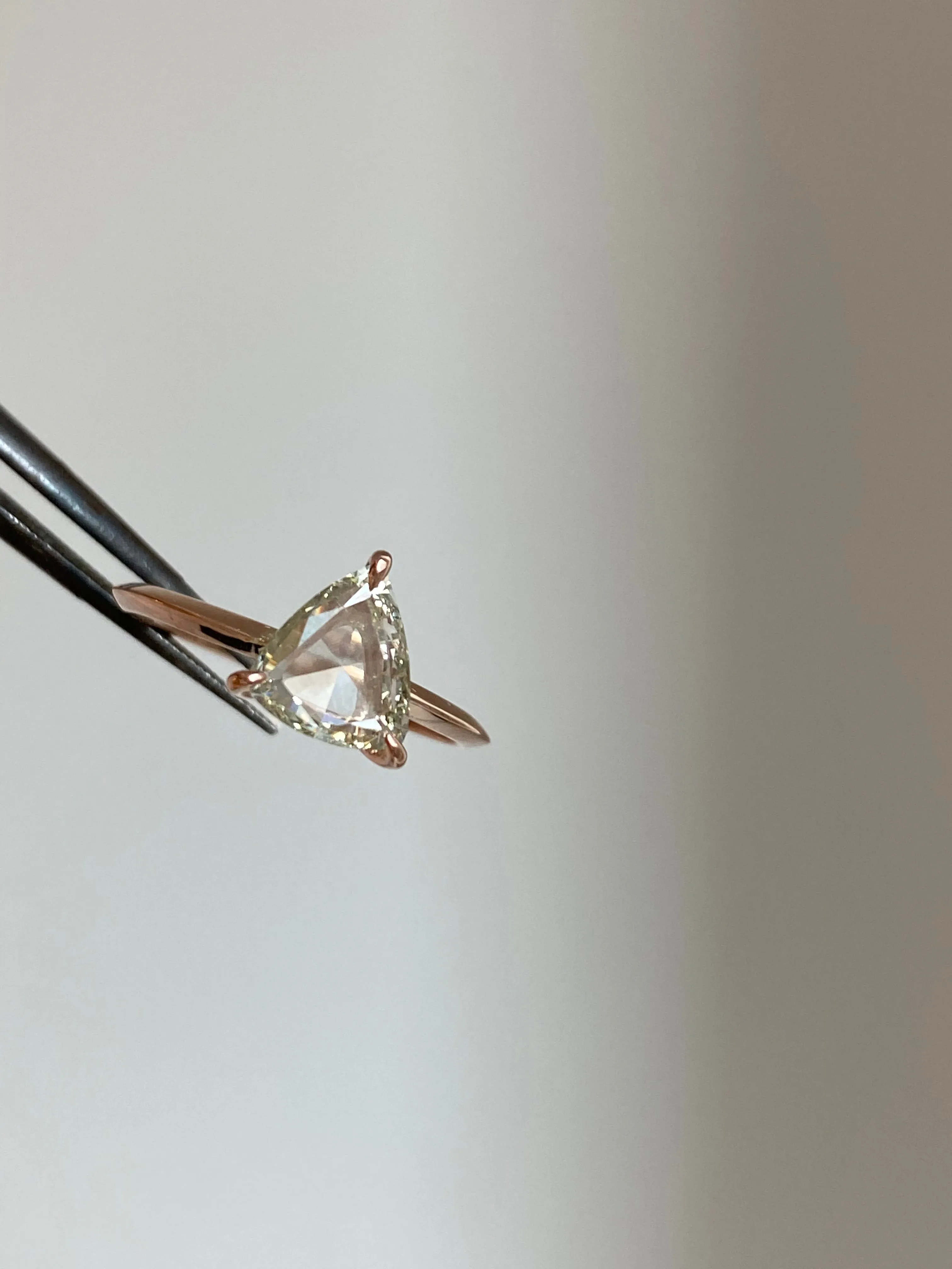 Small Pyramid Diamond Engagement Ring