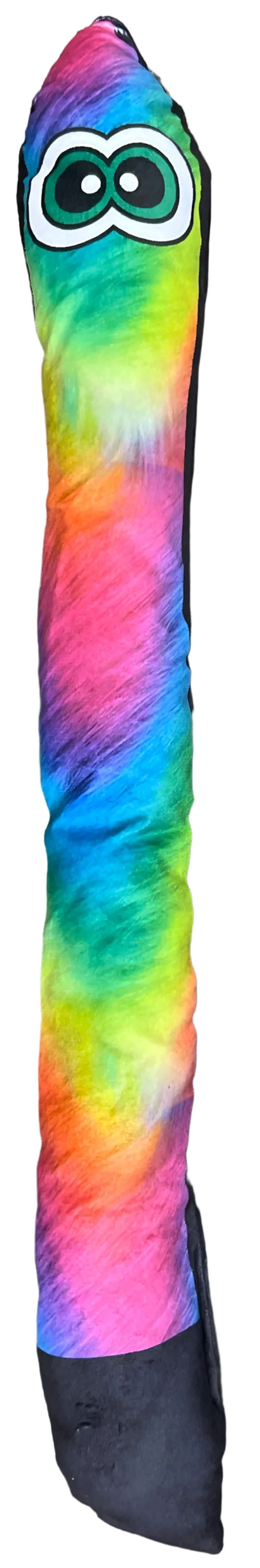 Snake Dog Toy with Squeaker and Scrunch -  Blue/Green or Rainbow Striped. 23" Long