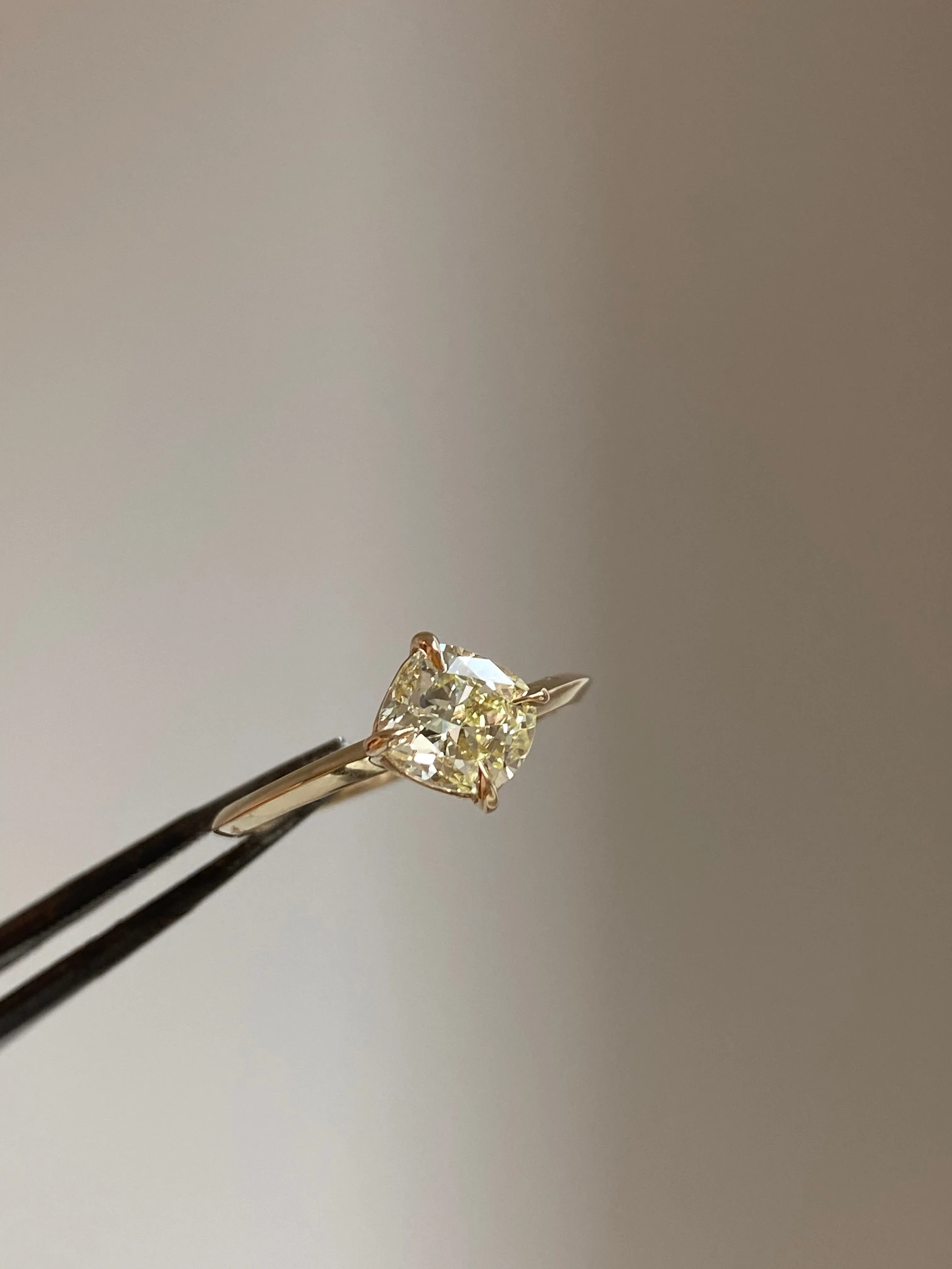 Square Cut Canary Yellow Diamond Engagement Ring