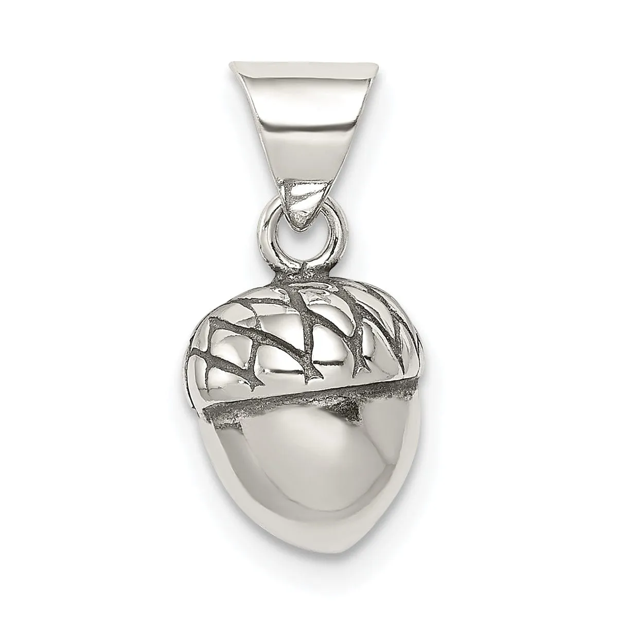 Sterling Silver Polish Antiqued 3-D Acorn Charm