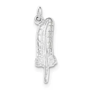Sterling Silver Polished & Textured Feather Pendant