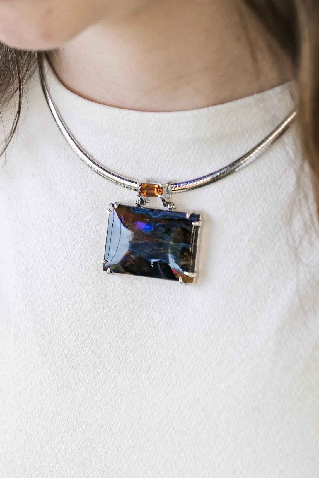 Storm Squall Pietersite & Zircon Necklace