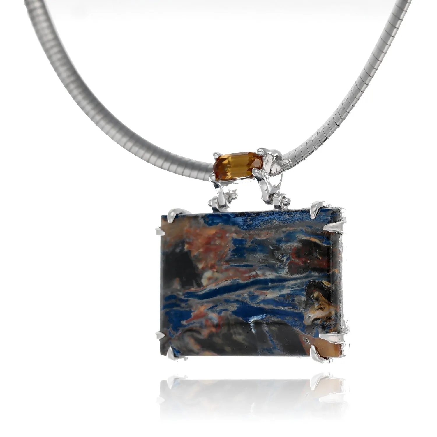 Storm Squall Pietersite & Zircon Necklace