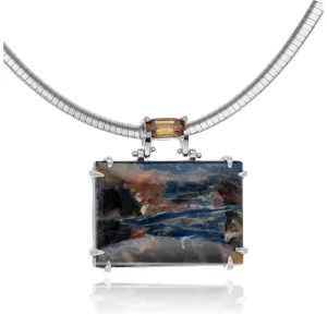 Storm Squall Pietersite & Zircon Necklace