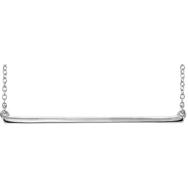 Straight Bar Necklace 16-18" - 14k Gold (Y, W or R), or Sterling Silver