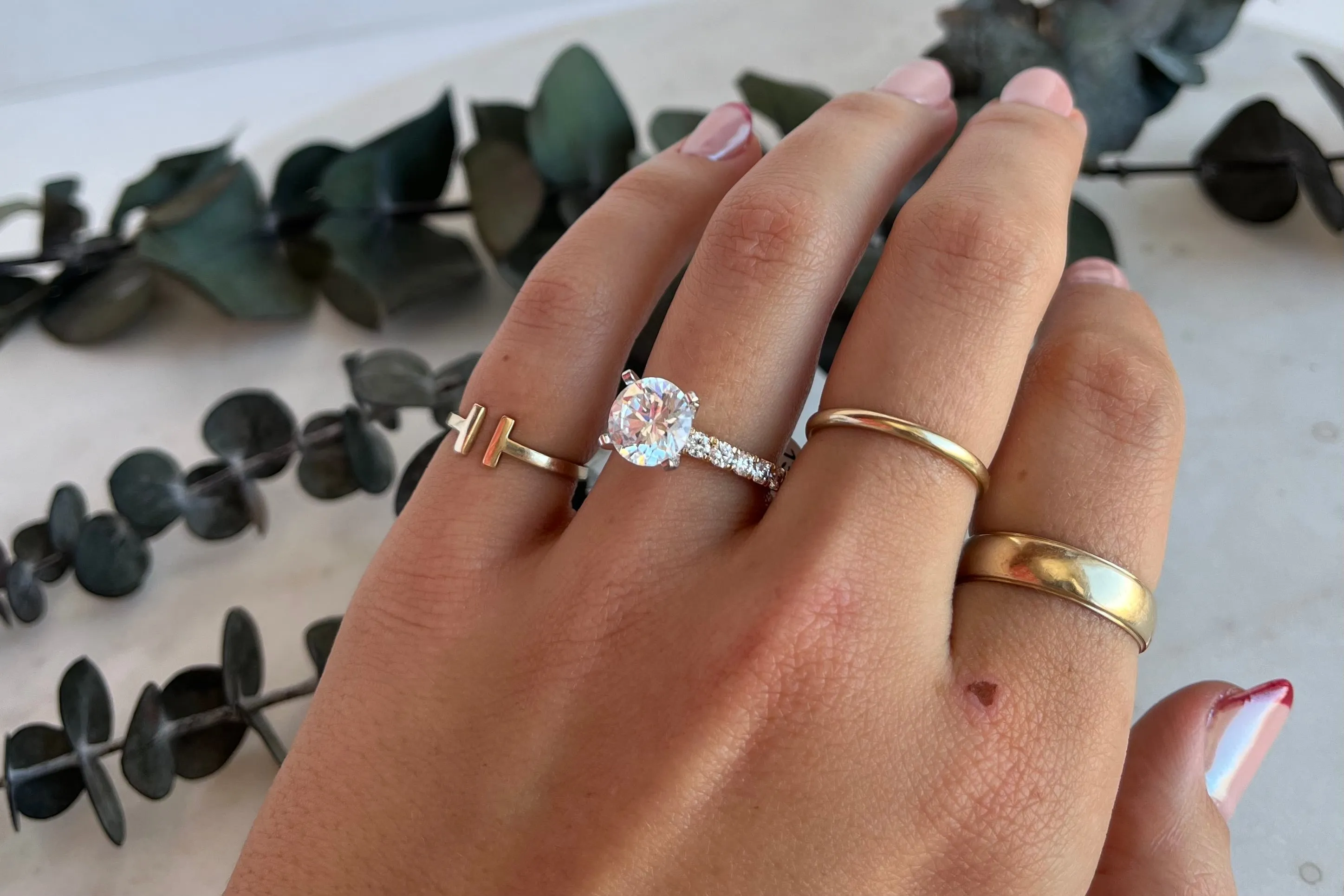 Straight Diamond Engagement Ring