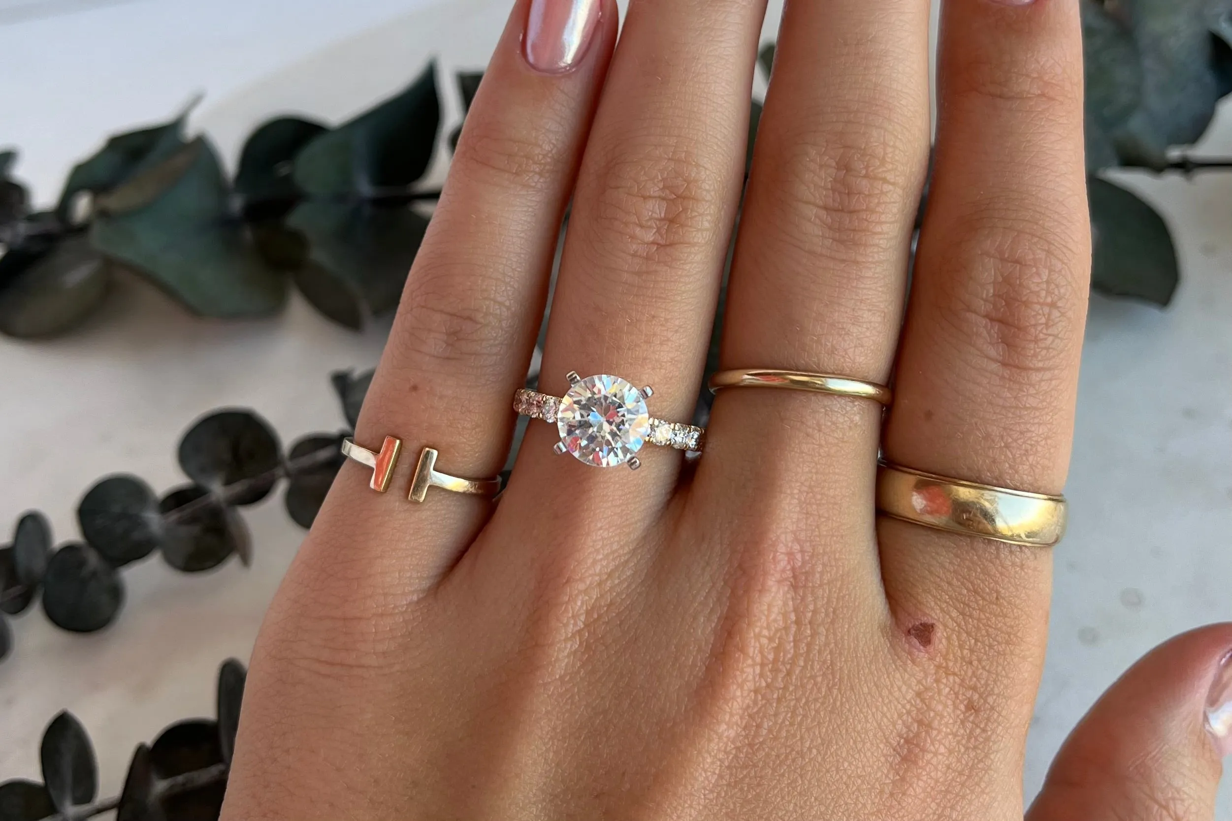 Straight Diamond Engagement Ring