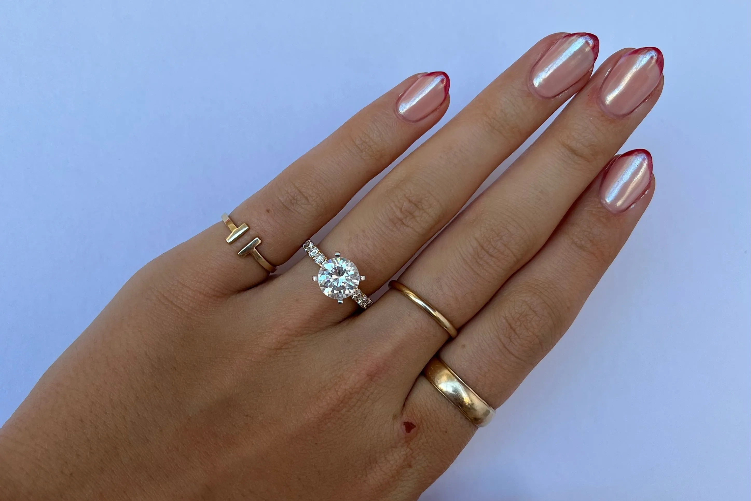 Straight Diamond Engagement Ring