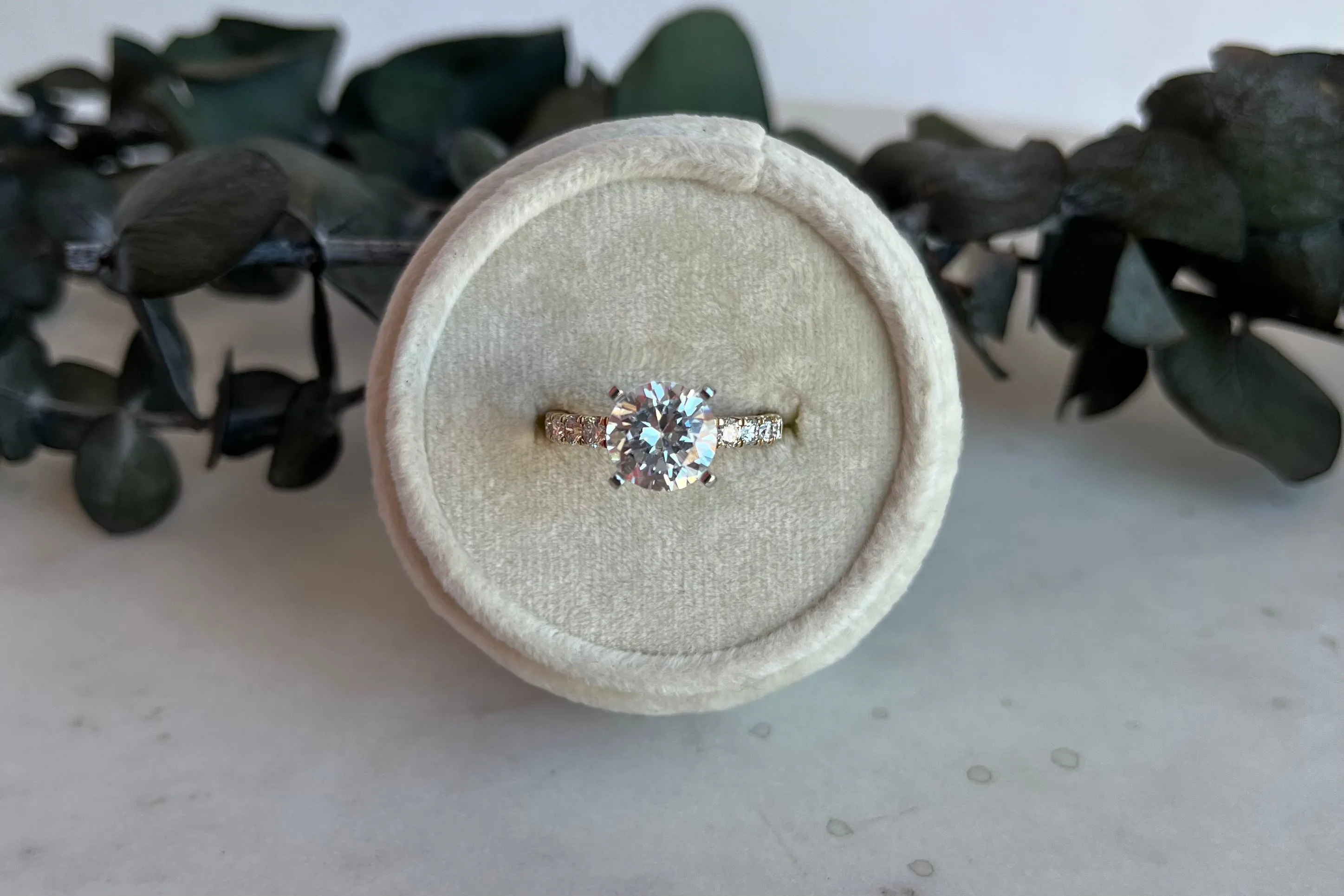 Straight Diamond Engagement Ring