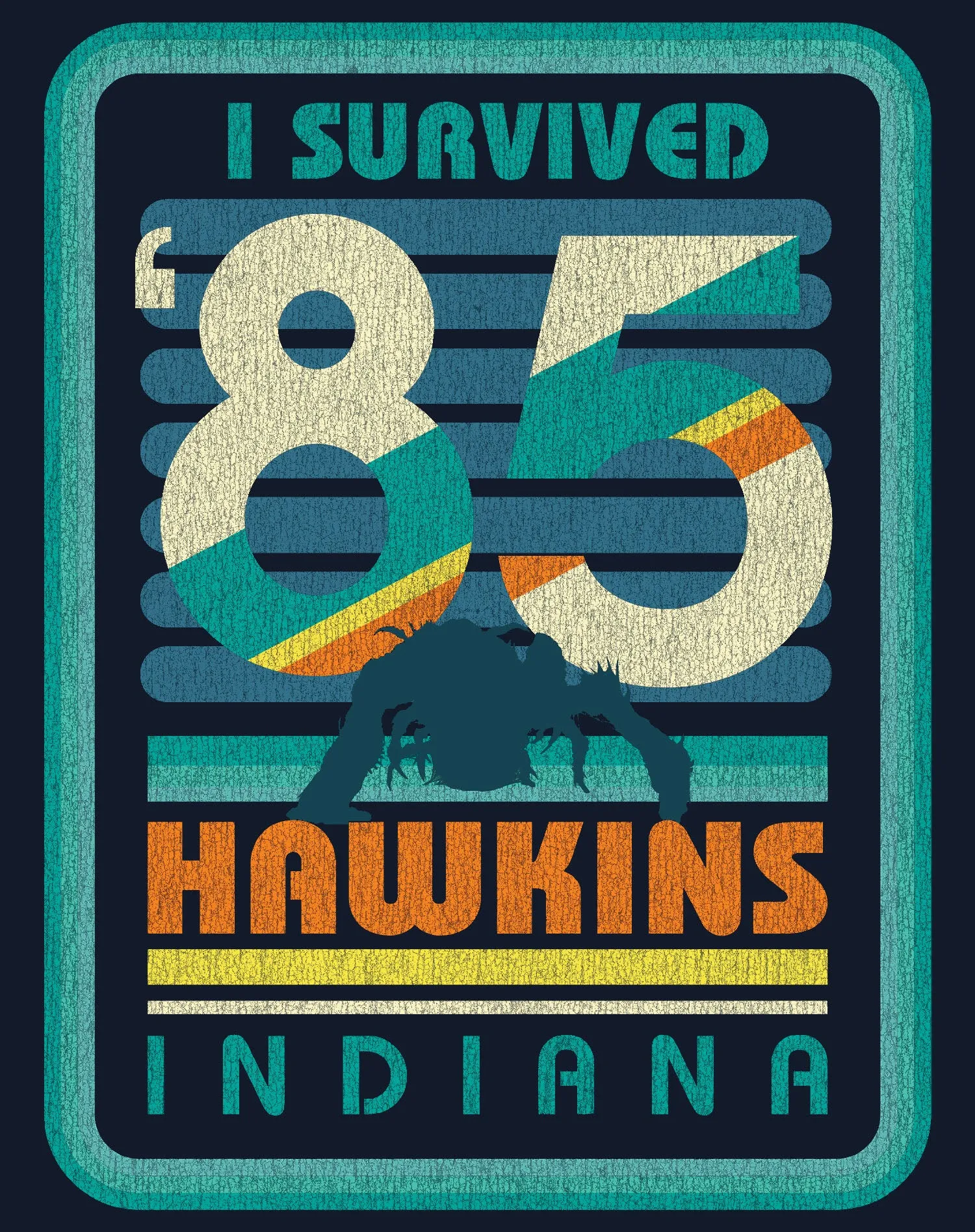 Stranger Things Vintage Demogorgon Poster Hawkins Indiana I Survived 85 Official Women's T-Shirt