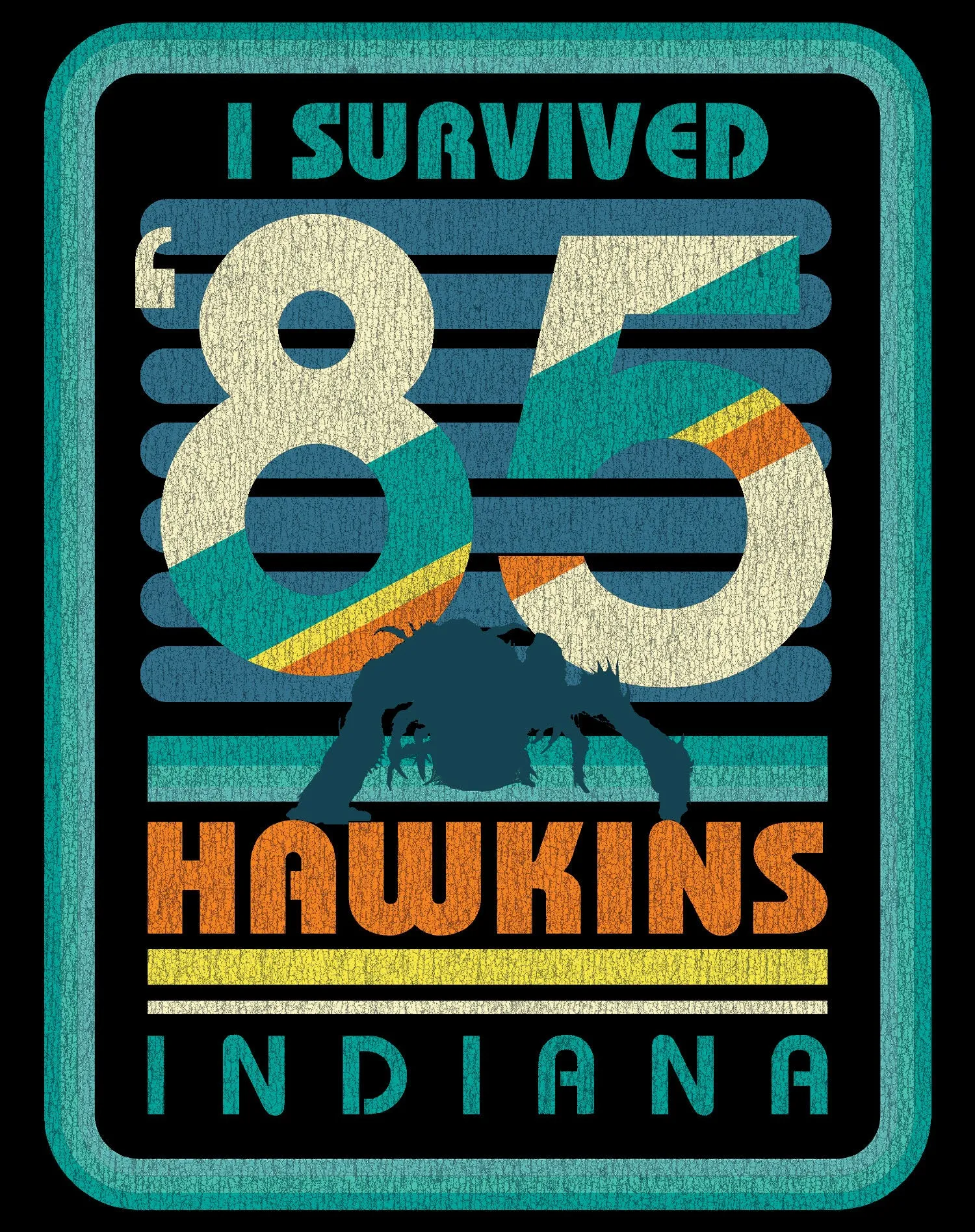 Stranger Things Vintage Demogorgon Poster Hawkins Indiana I Survived 85 Official Women's T-Shirt
