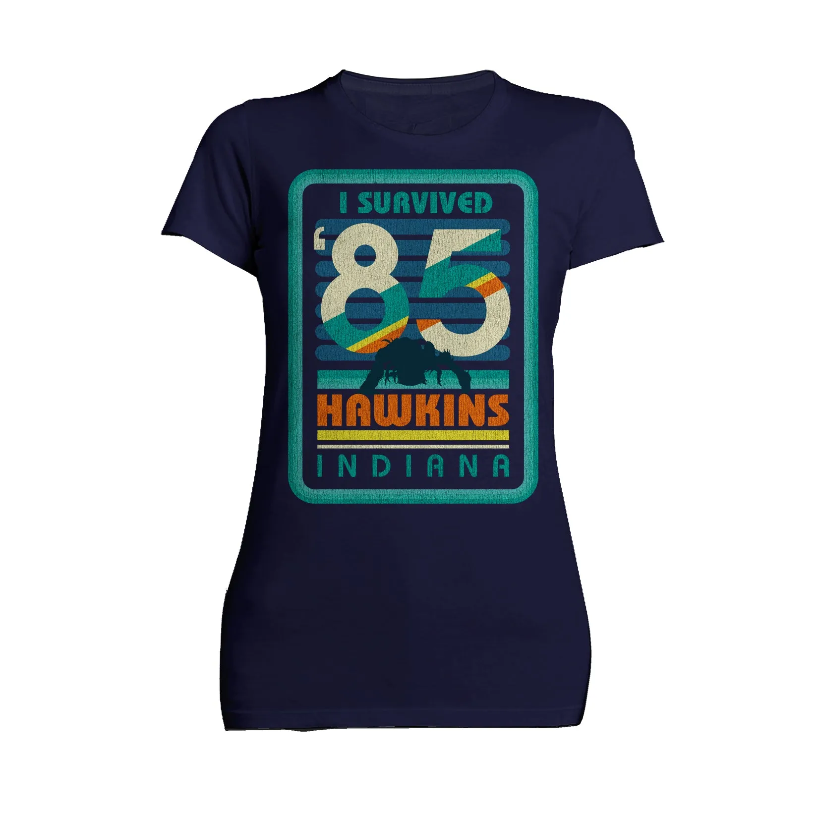 Stranger Things Vintage Demogorgon Poster Hawkins Indiana I Survived 85 Official Women's T-Shirt