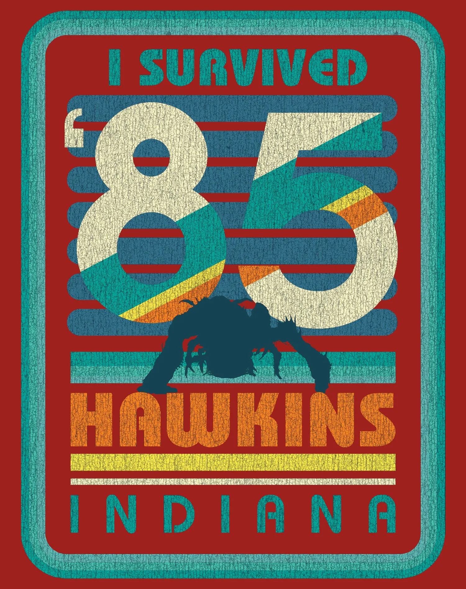 Stranger Things Vintage Demogorgon Poster Hawkins Indiana I Survived 85 Official Women's T-Shirt