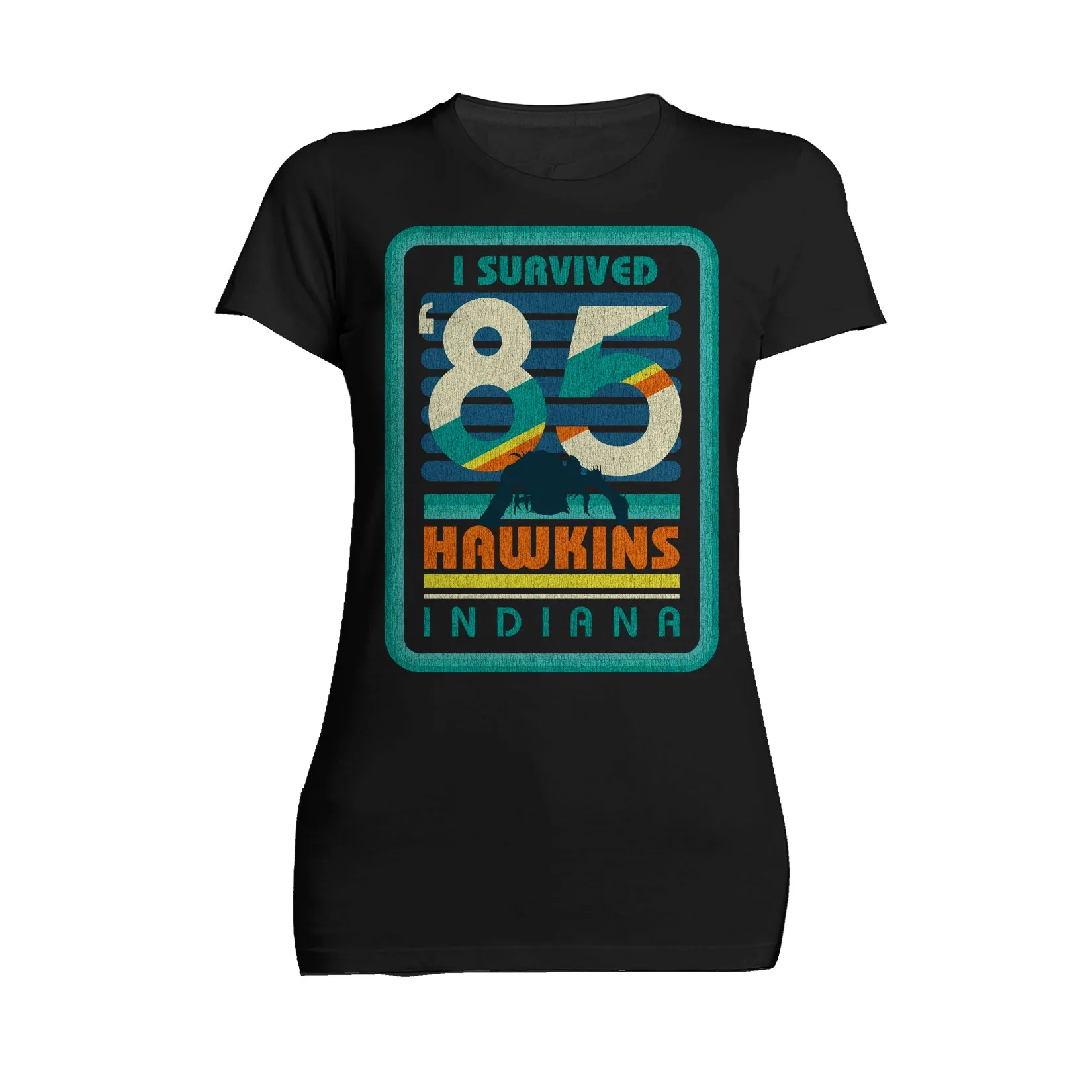 Stranger Things Vintage Demogorgon Poster Hawkins Indiana I Survived 85 Official Women's T-Shirt