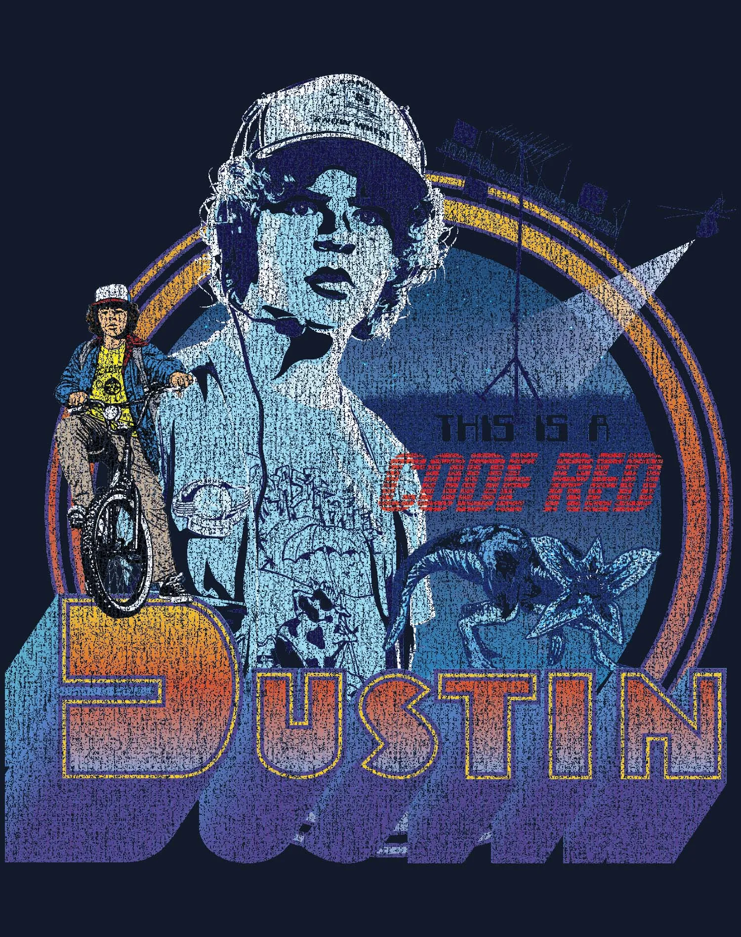 Stranger Things Vintage Dustin Pose Demogorgon Code Red Original Men's T-Shirt