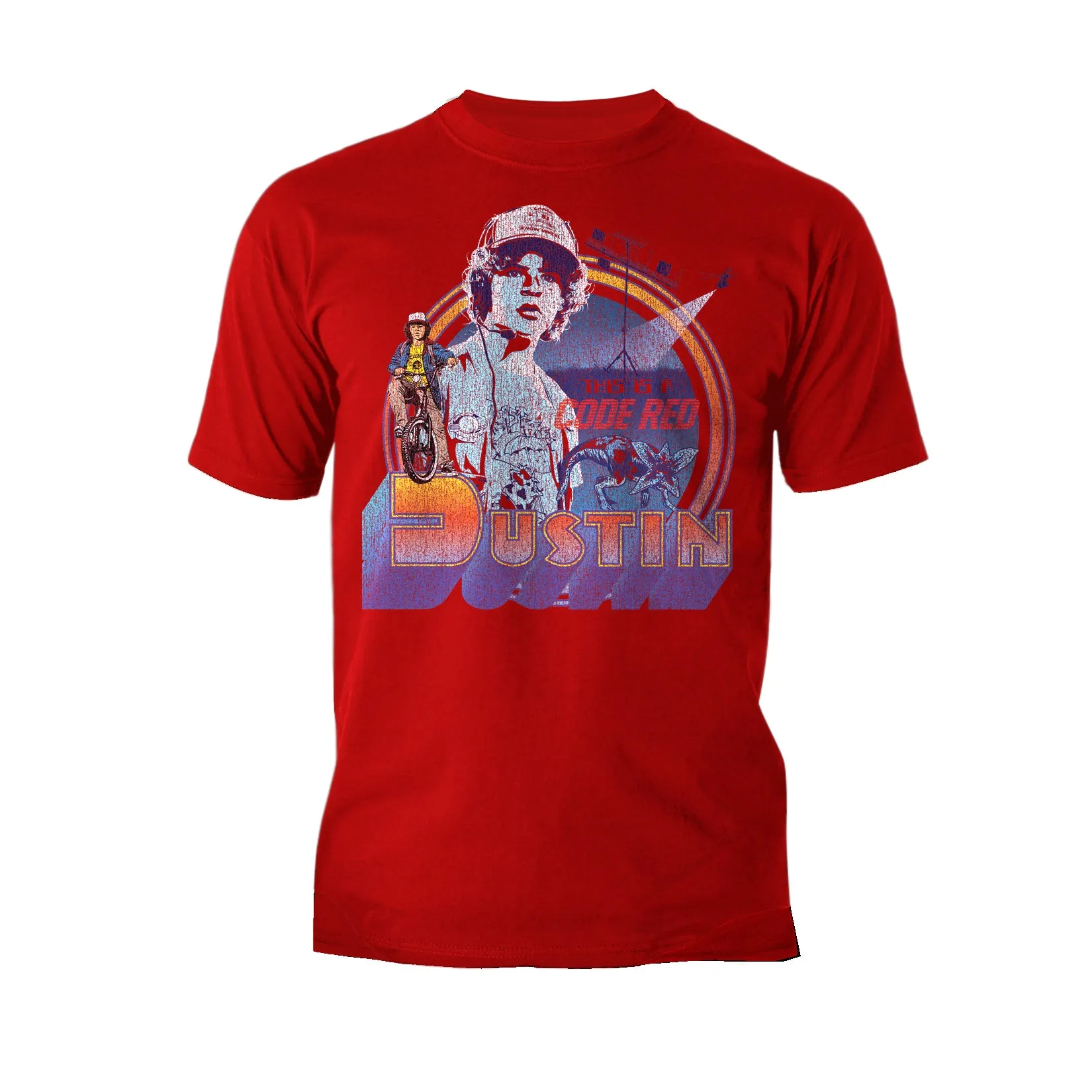 Stranger Things Vintage Dustin Pose Demogorgon Code Red Original Men's T-Shirt