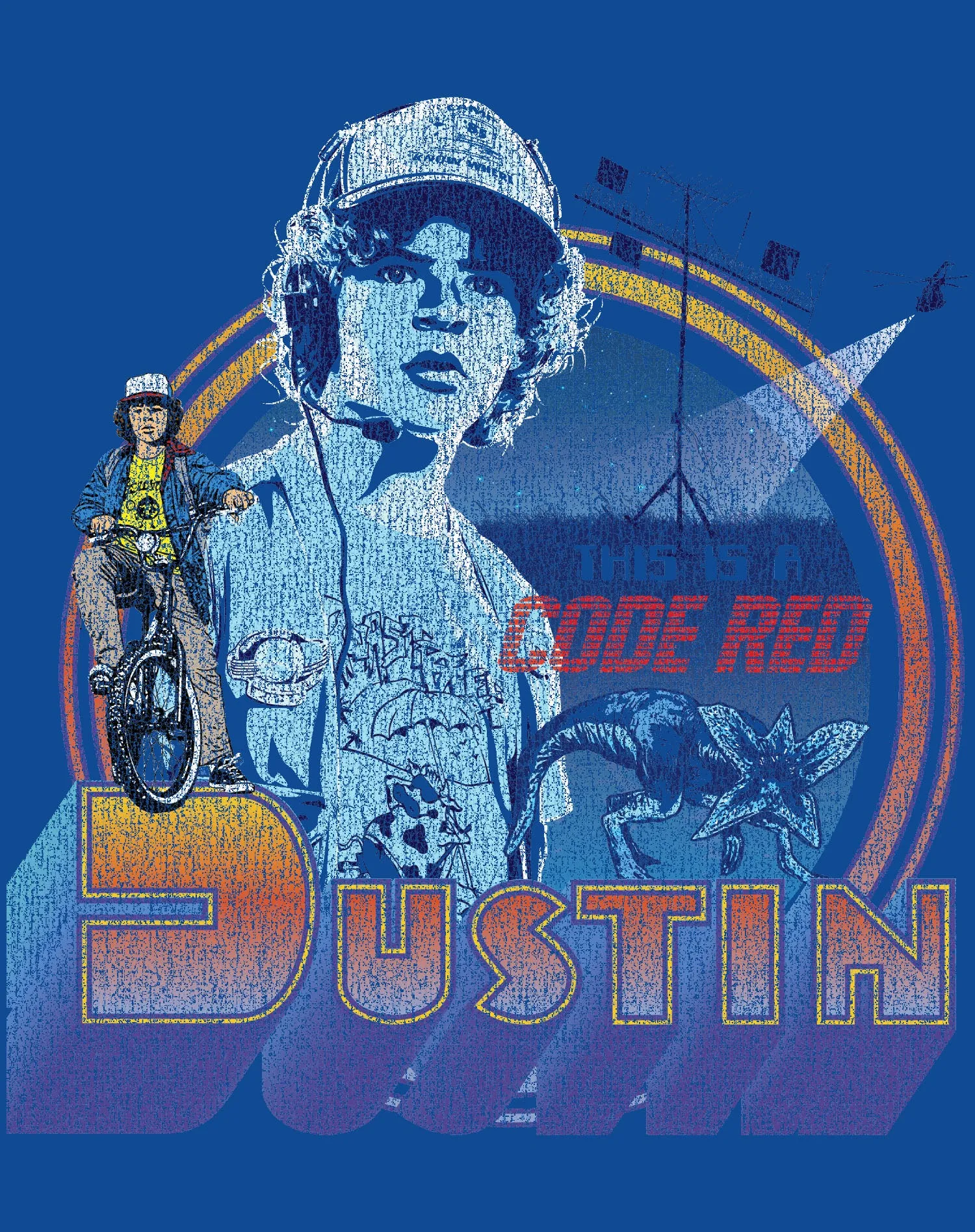 Stranger Things Vintage Dustin Pose Demogorgon Code Red Original Men's T-Shirt