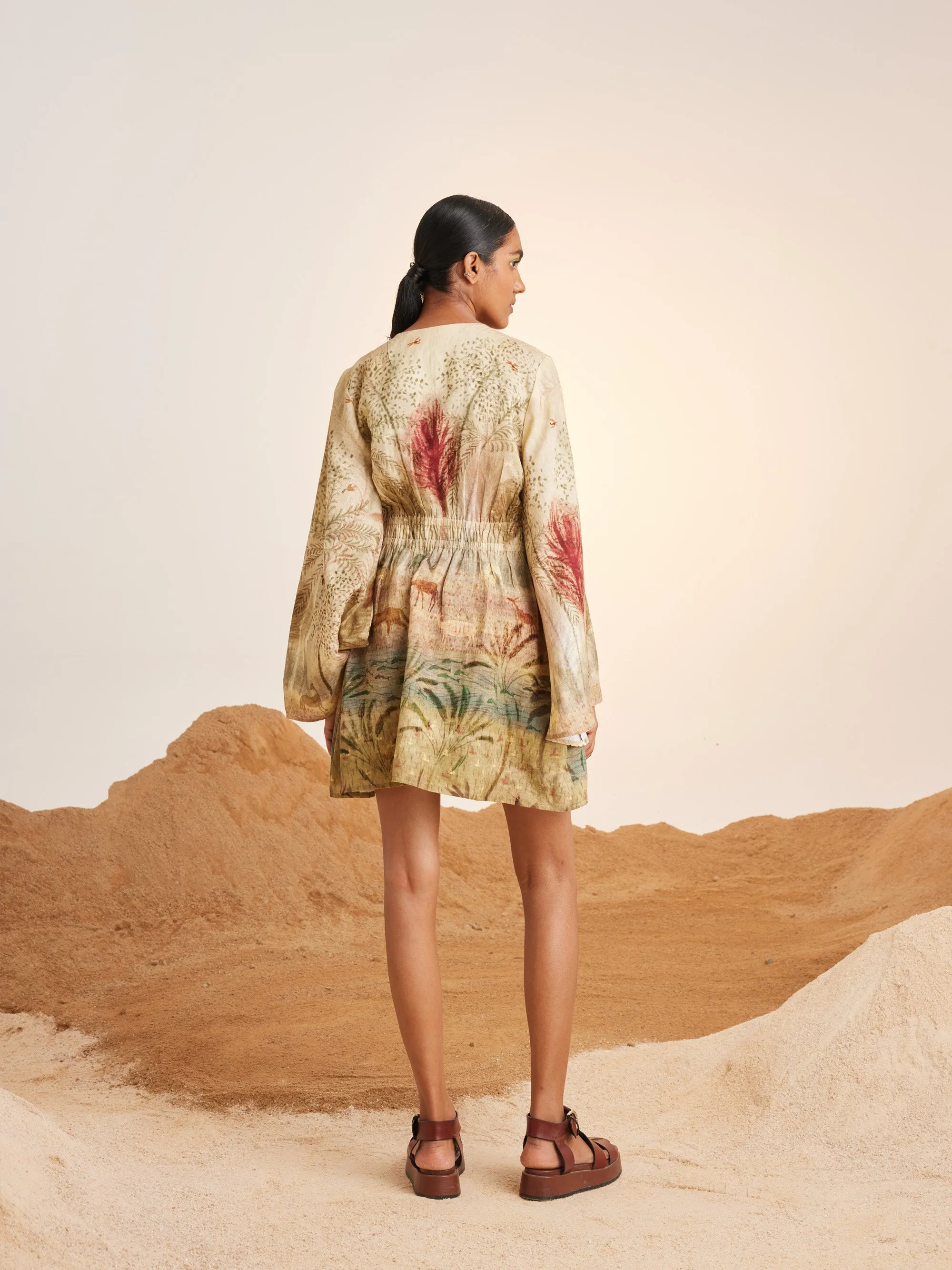 Summer Dress Bell Sleeves-Woods-Linen-Ss25-Bsd-Wod-Cord