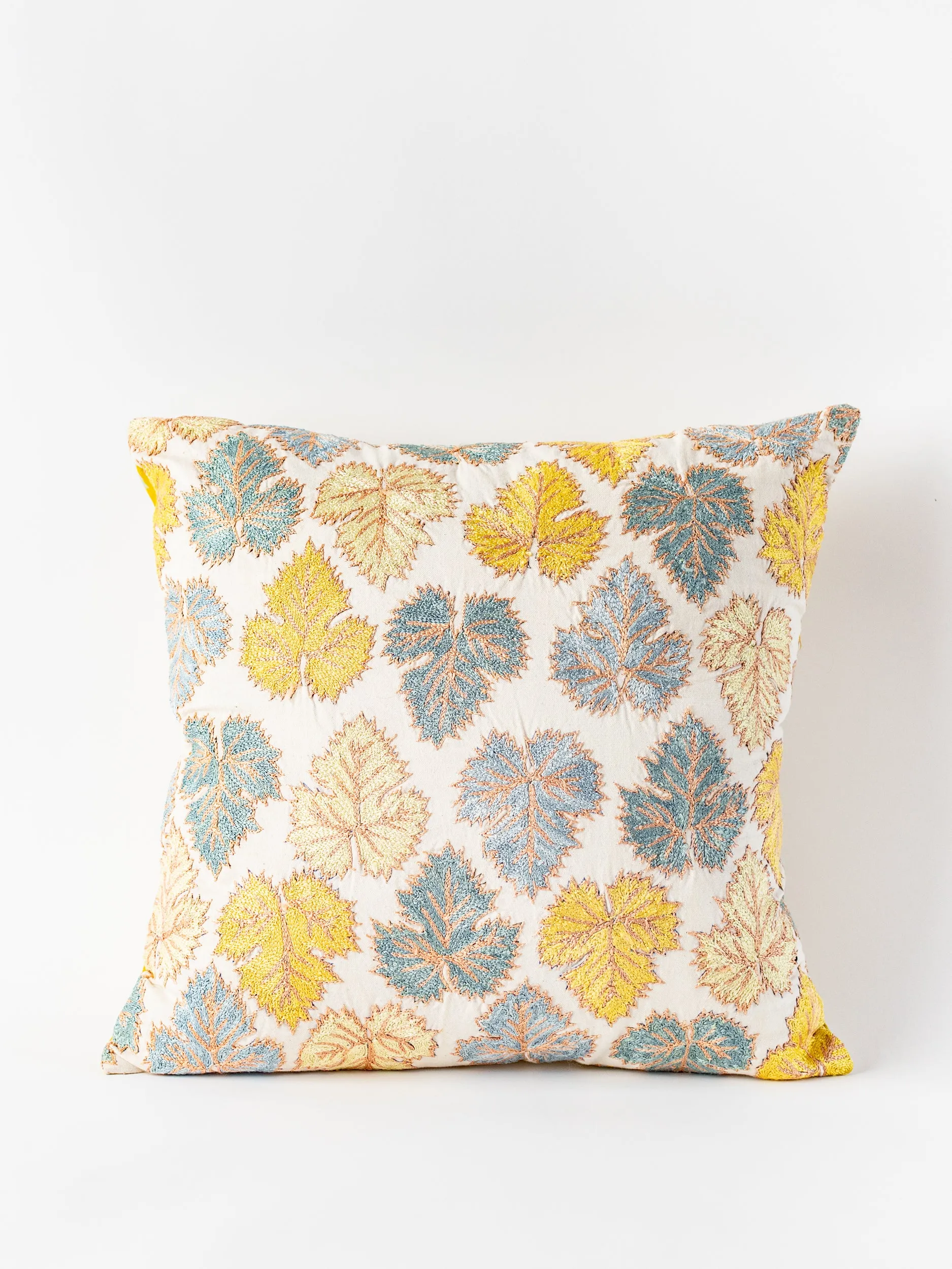 Suzani Golden Gray Square Pillow Cover