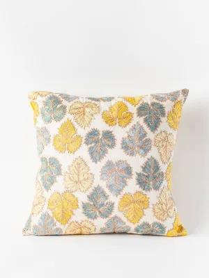 Suzani Golden Gray Square Pillow Cover