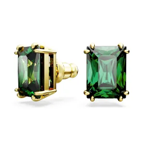 Swarovski Matrix Gold Tone Green Rectangular Earrings