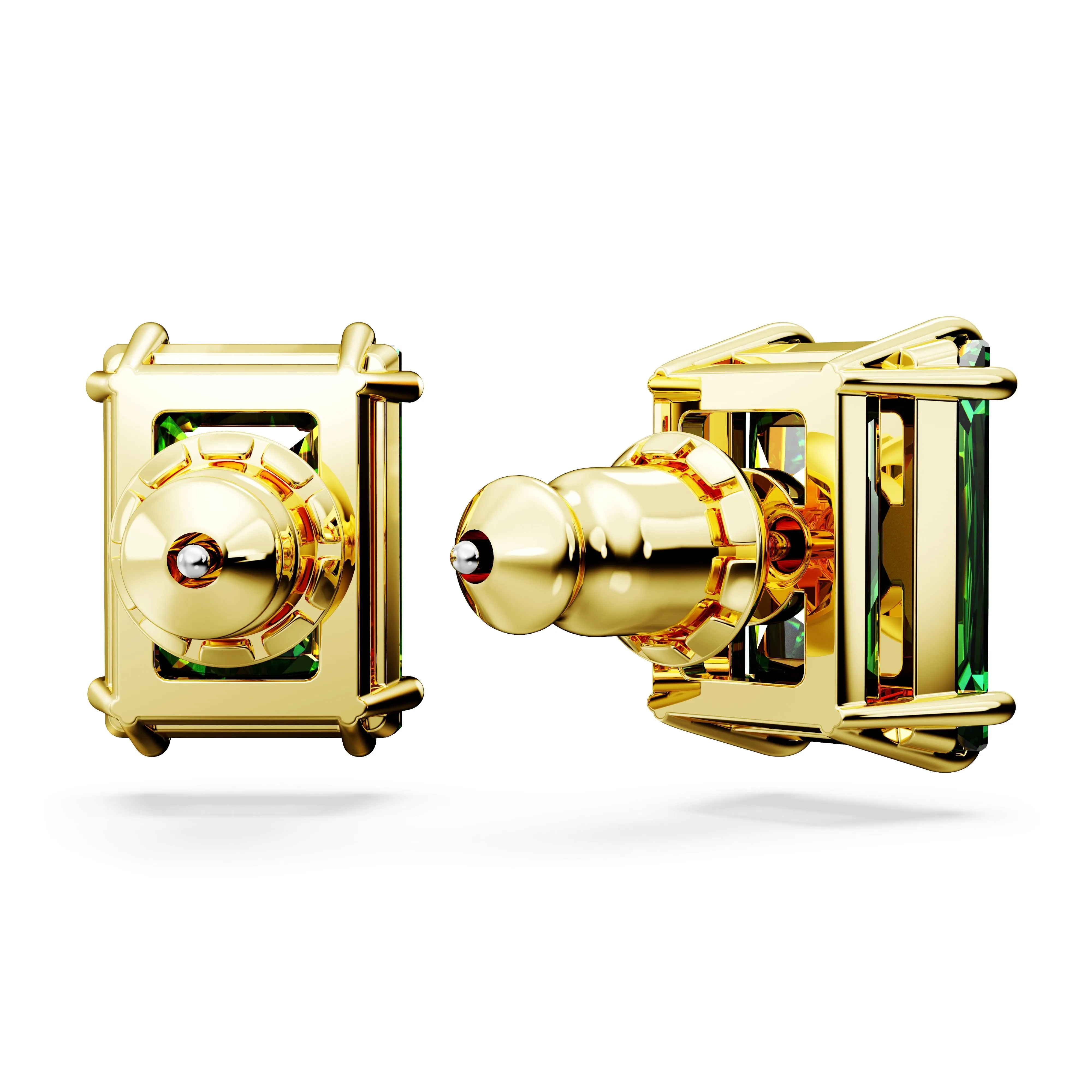 Swarovski Matrix Gold Tone Green Rectangular Earrings