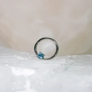Swiss Blue Topaz Fixed Gem Ring