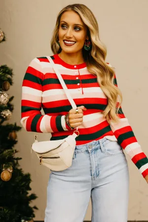 The Ayden Festive Striped Henley Top