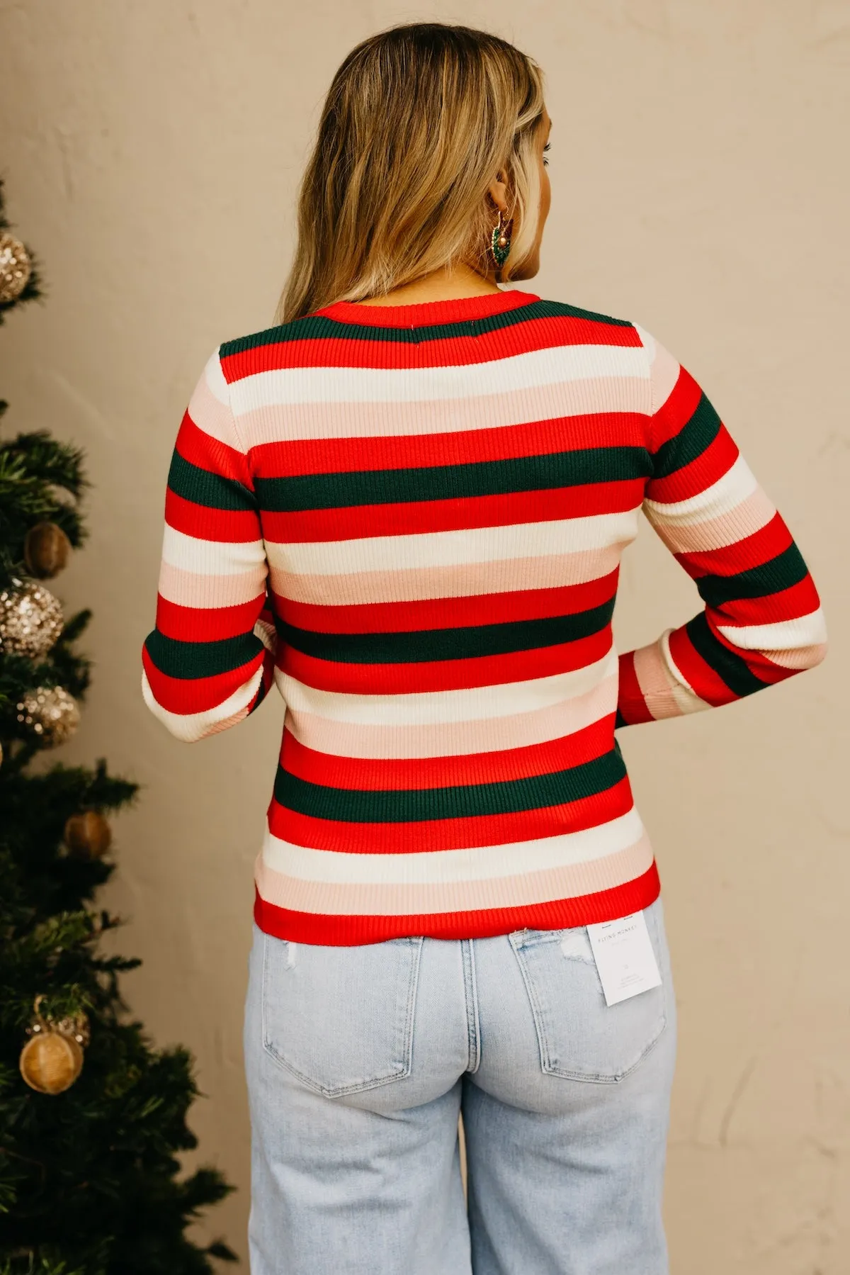 The Ayden Festive Striped Henley Top
