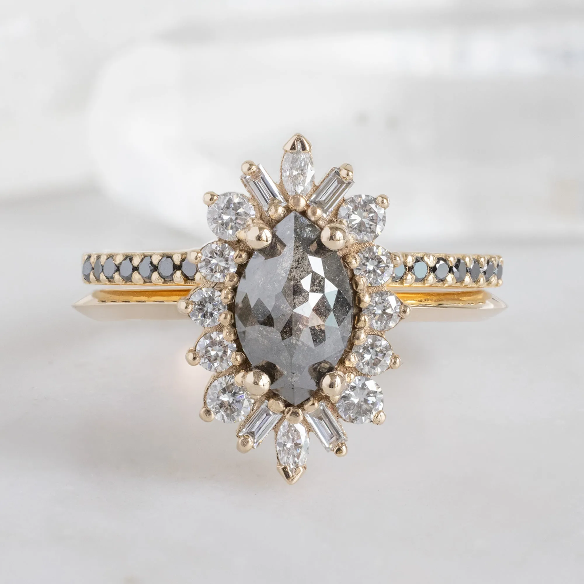 The Black Diamond Pavé Wedding Band | 14K or 18K Yellow Gold